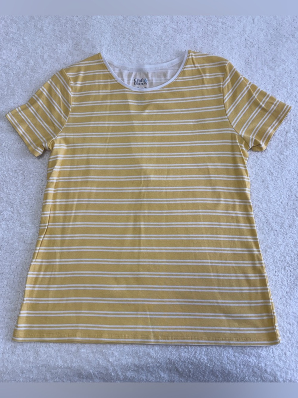 Croft & Barrow Yellow and White Striped Classic Tee